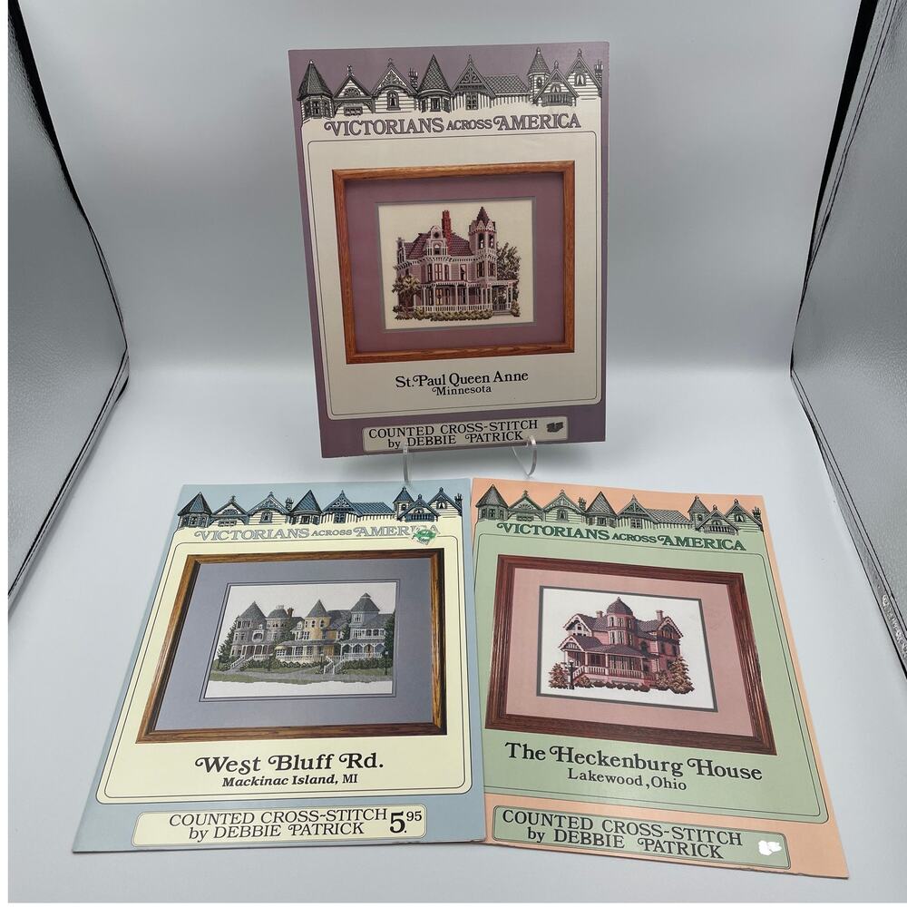 Victorians Across America Counted Cross Stitch Pattern Lot of 3 Houses MN MI OH